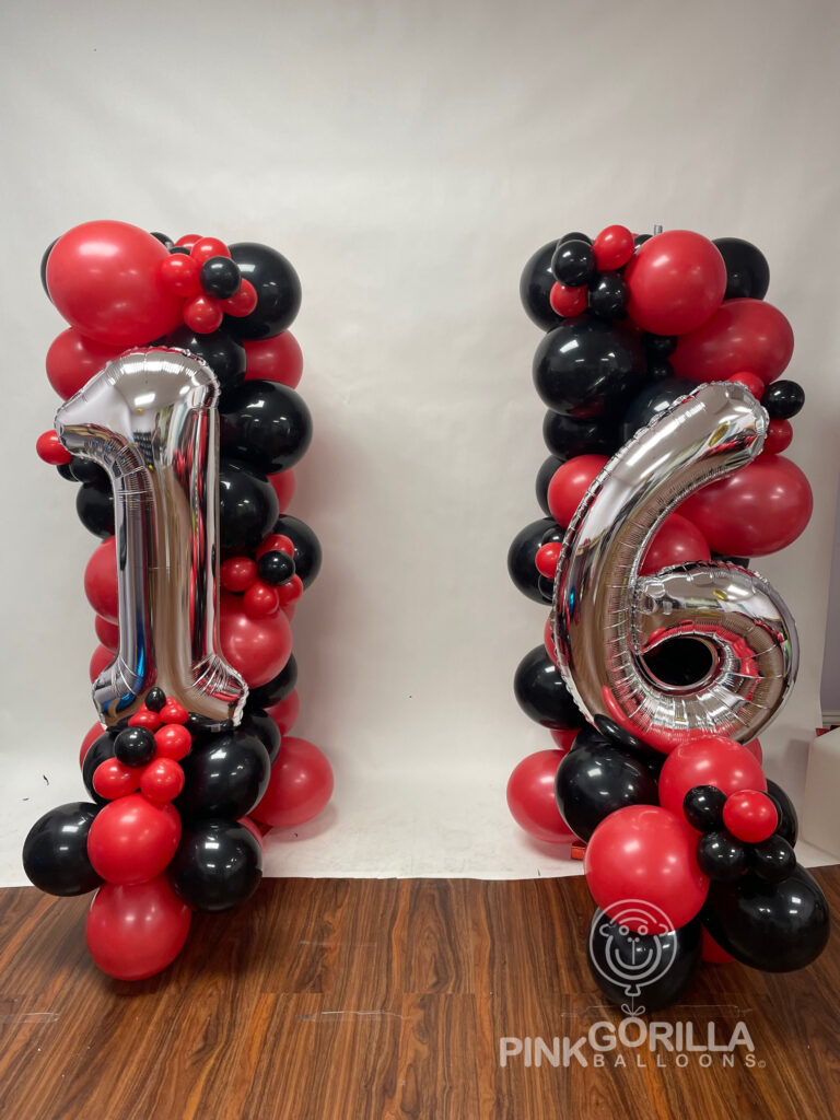 garland columns with numbers Pink Gorilla Balloons