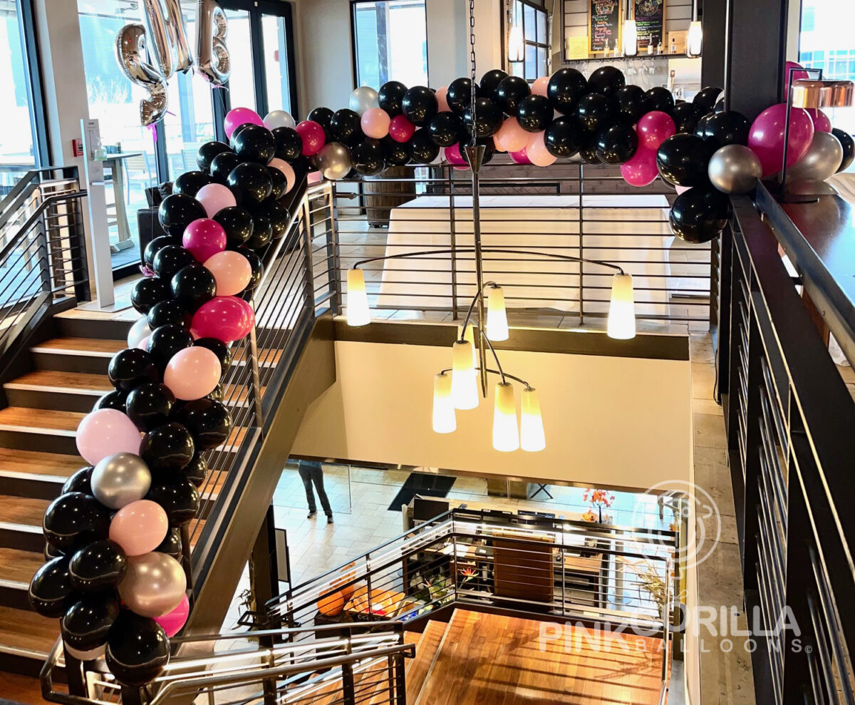 railing balloon garland 4 - Pink Gorilla Balloons