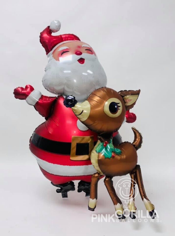 santa and reindeer balloon display - Pink Gorilla Balloons